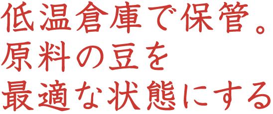 低温倉庫で保管。原料の豆を最適な状態にする